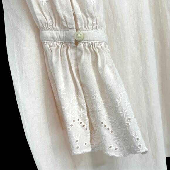LOFT Cream Color Peasant Top Embellished Eyelet XS Angelic Fairy Romantic - Picture 4 of 5
